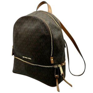 MICHAEL KORS~Rhea Signature Backpack~COATED CANVAS & LEATHER TWO COMPARTMENT BAG
